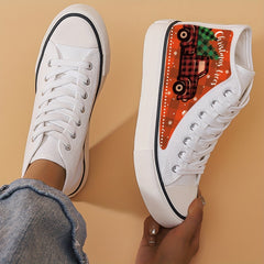 Christmas Truck Lightweight High Top Canvas Sneakers
