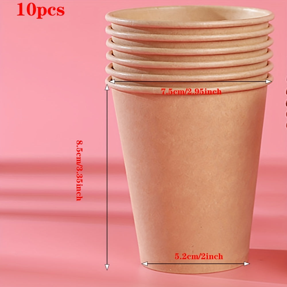 10pcs Disposable Kraft Paper Tableware Set for Wedding Birthday Picnic