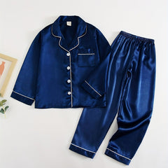 2pc Boys Girls Teen Casual Long Sleeve Pajama Set
