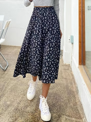 Floral Print High Waist Midi Skirt for Women