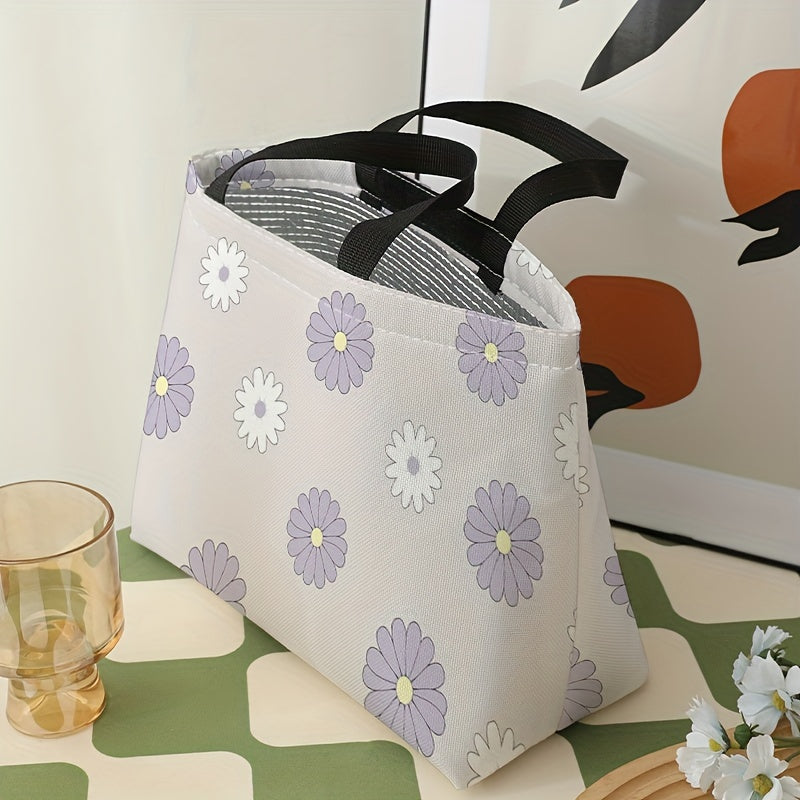 Daisy Printed Lunch Bag Insulated Waterproof Large Capacity