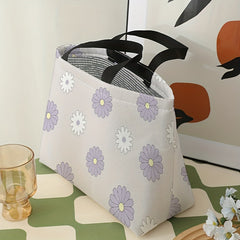 Daisy Printed Lunch Bag Insulated Waterproof Large Capacity