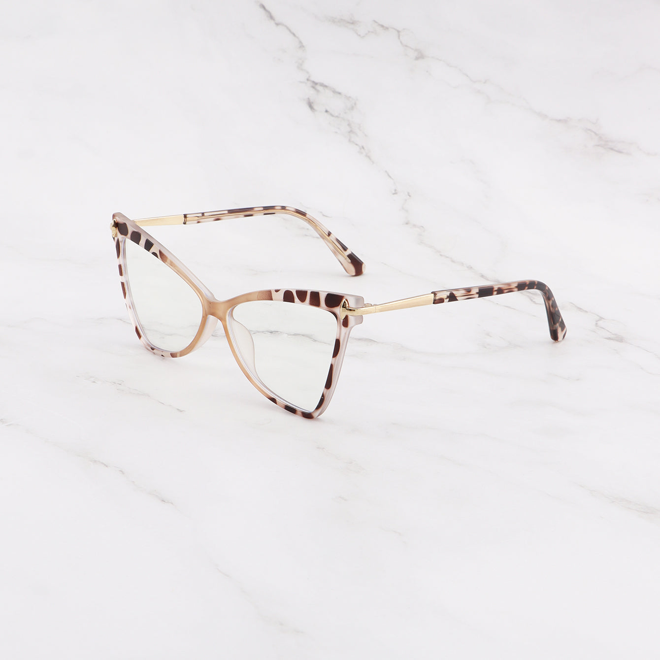 Street Cat Eye Khaki Anti Light PC Flat Glasses