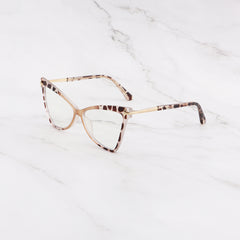 Street Cat Eye Khaki Anti Light PC Flat Glasses