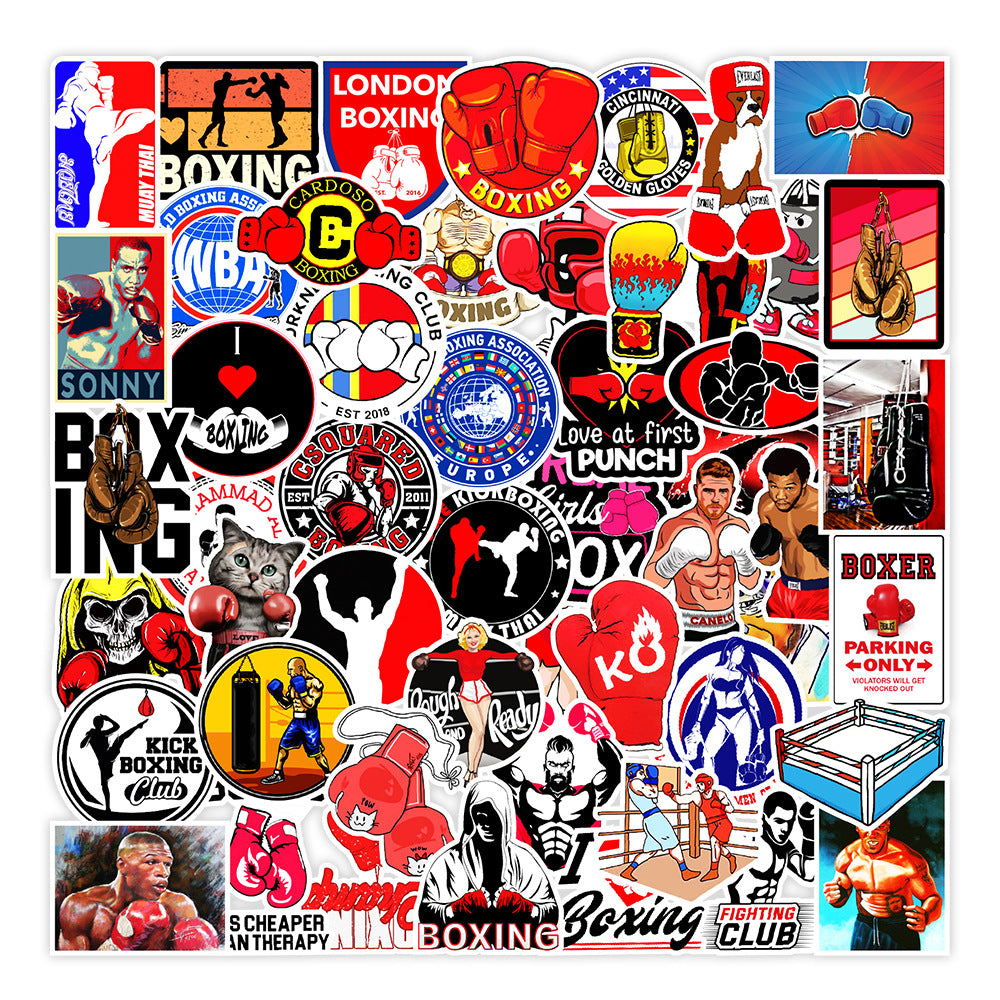 50Pcs Boxing Sport Doodle Waterproof Stickers for Mobile Phone Computer