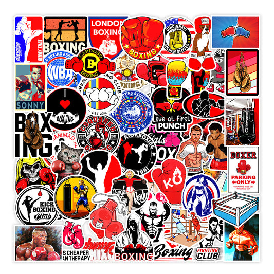 50Pcs Boxing Sport Doodle Waterproof Stickers for Mobile Phone Computer