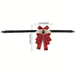 Satin Necktie Jeweled British Layer Bow Necktie