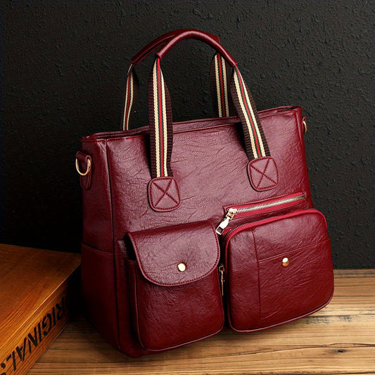 Vintage Leather Tote Bag Large Capacity Crossbody Handbag for Travel
