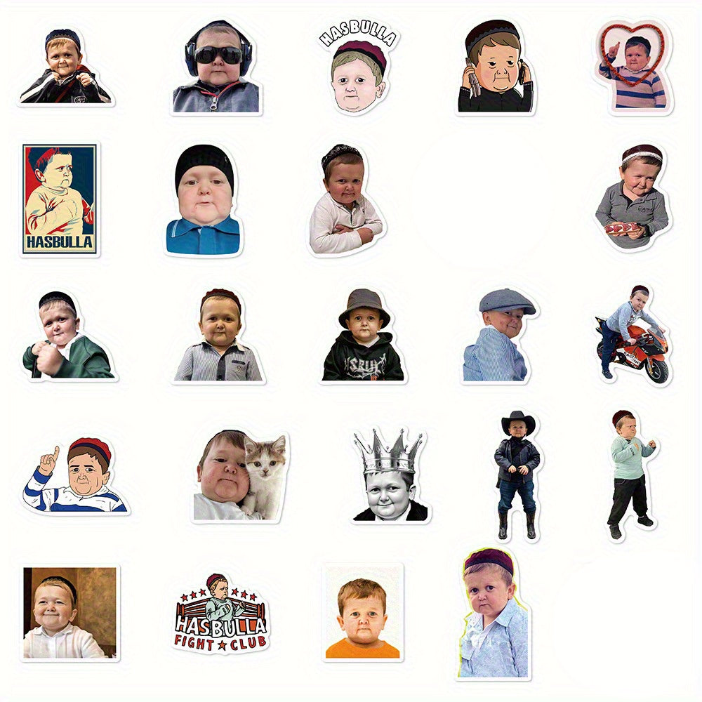 50pcs Hasbulla Meme Stickers Funny Cartoon Decals for Laptop Water Bottle