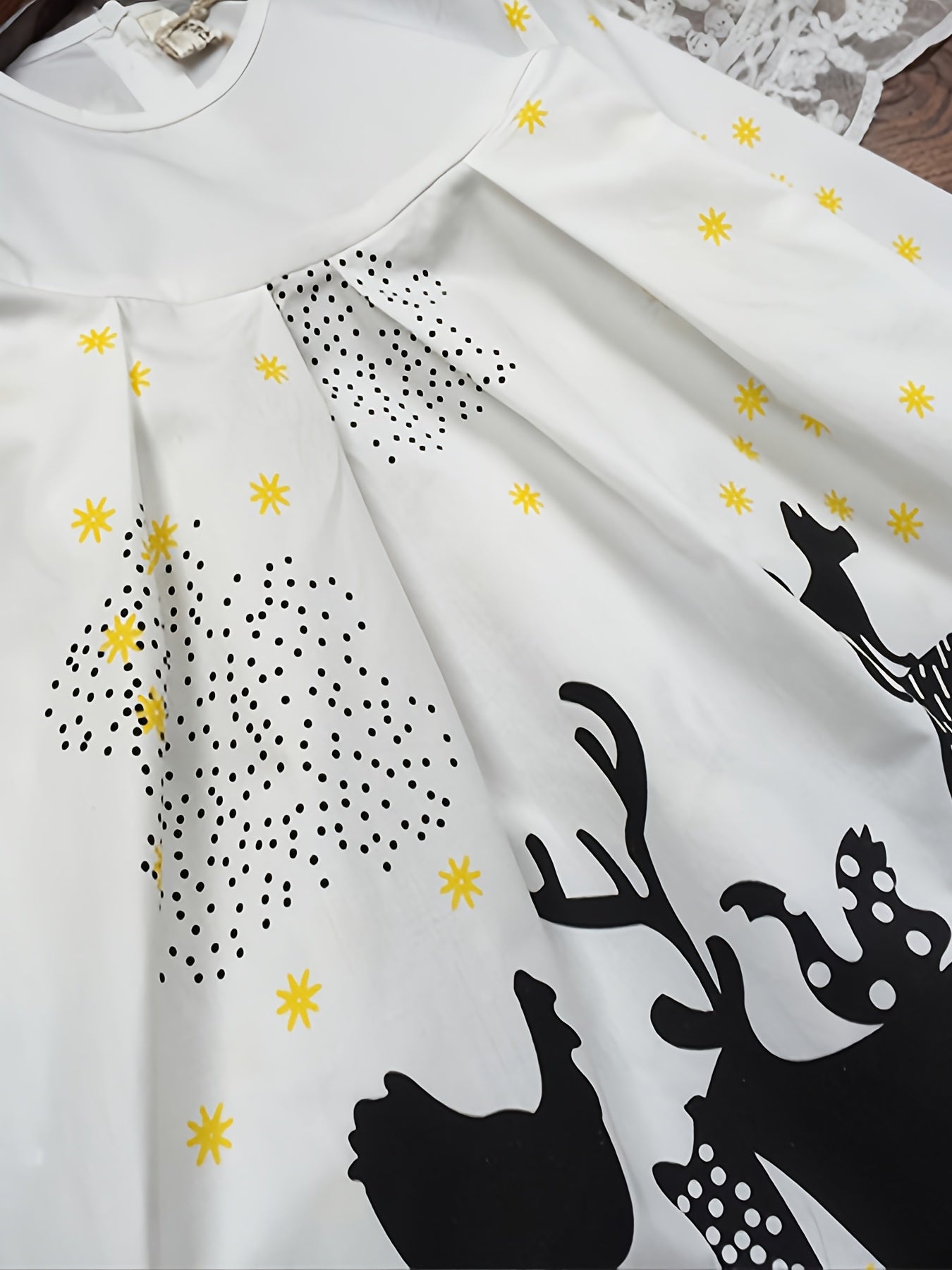 Girls' Farm Animal Cartoon Long Sleeve Cotton Dress