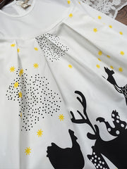 Girls' Farm Animal Cartoon Long Sleeve Cotton Dress