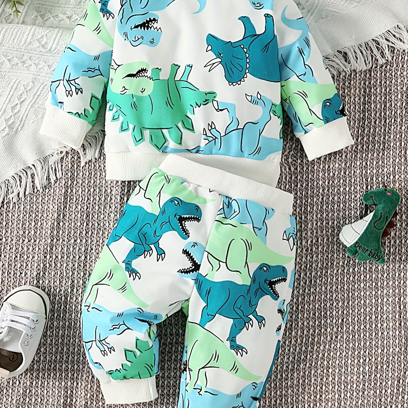 Boy's Dino Graphic Casual Set Toddler Baby Sweatshirt & Pants