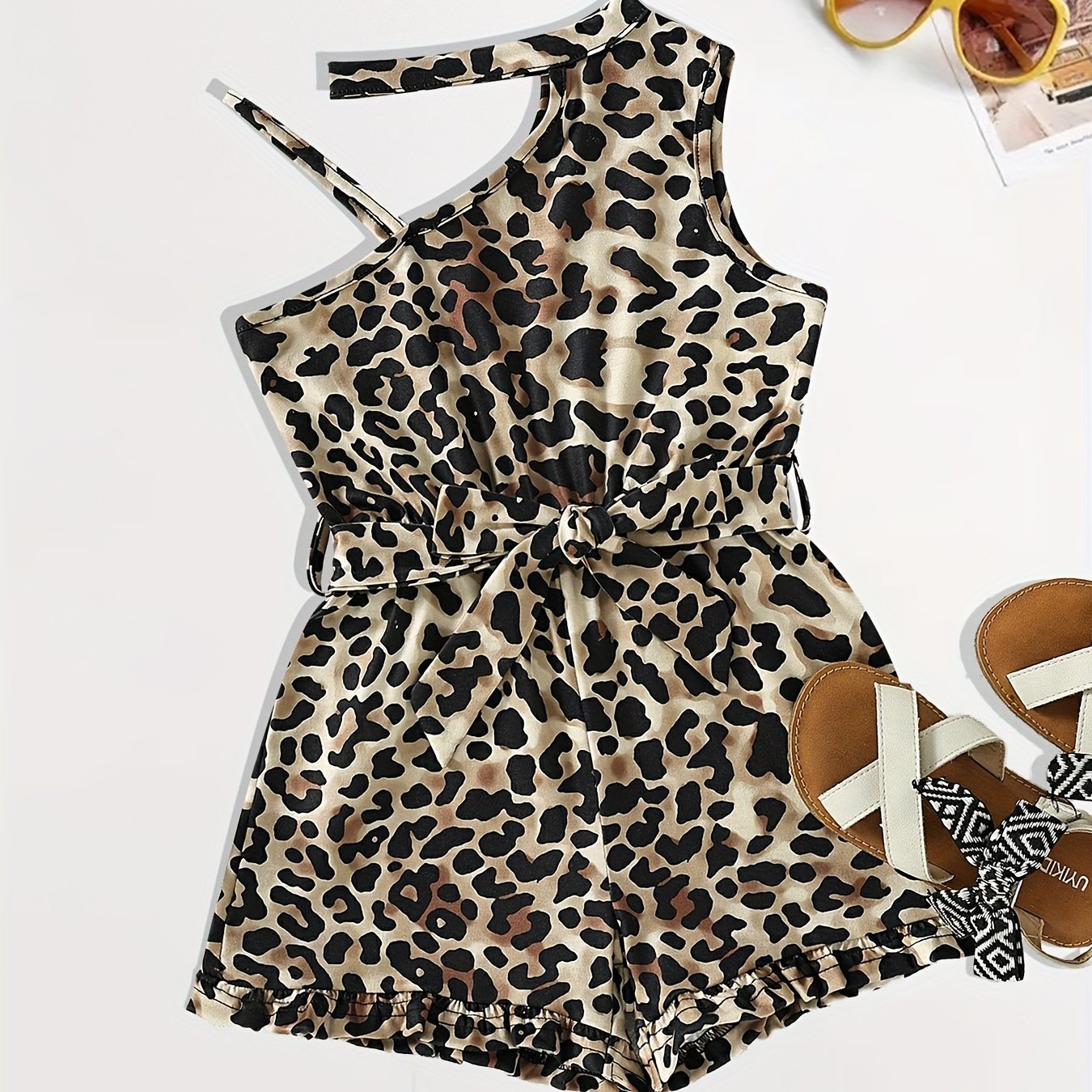 Leopard Print Cami Romper for Girls