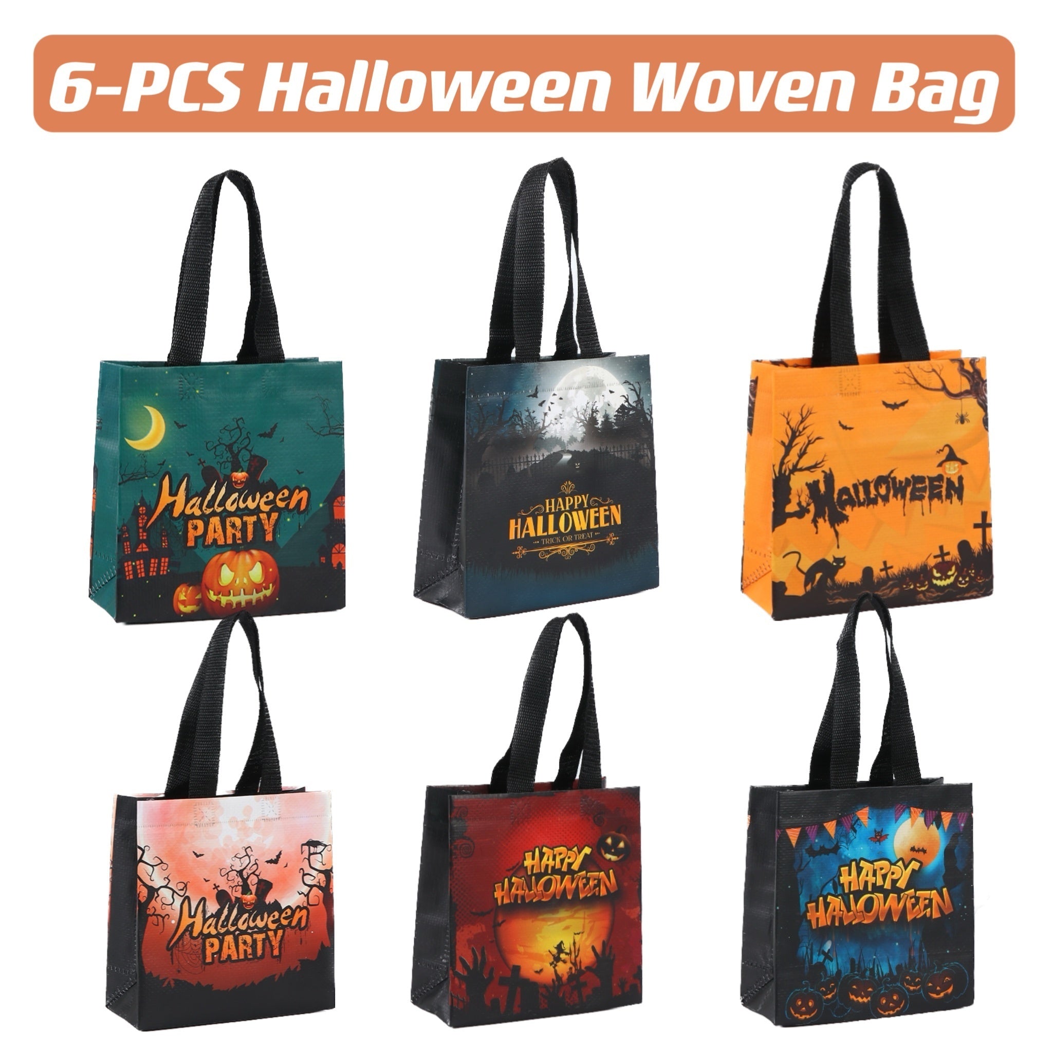 Halloween Trick Or Treat Bags Tote Bags With Webbing Handles