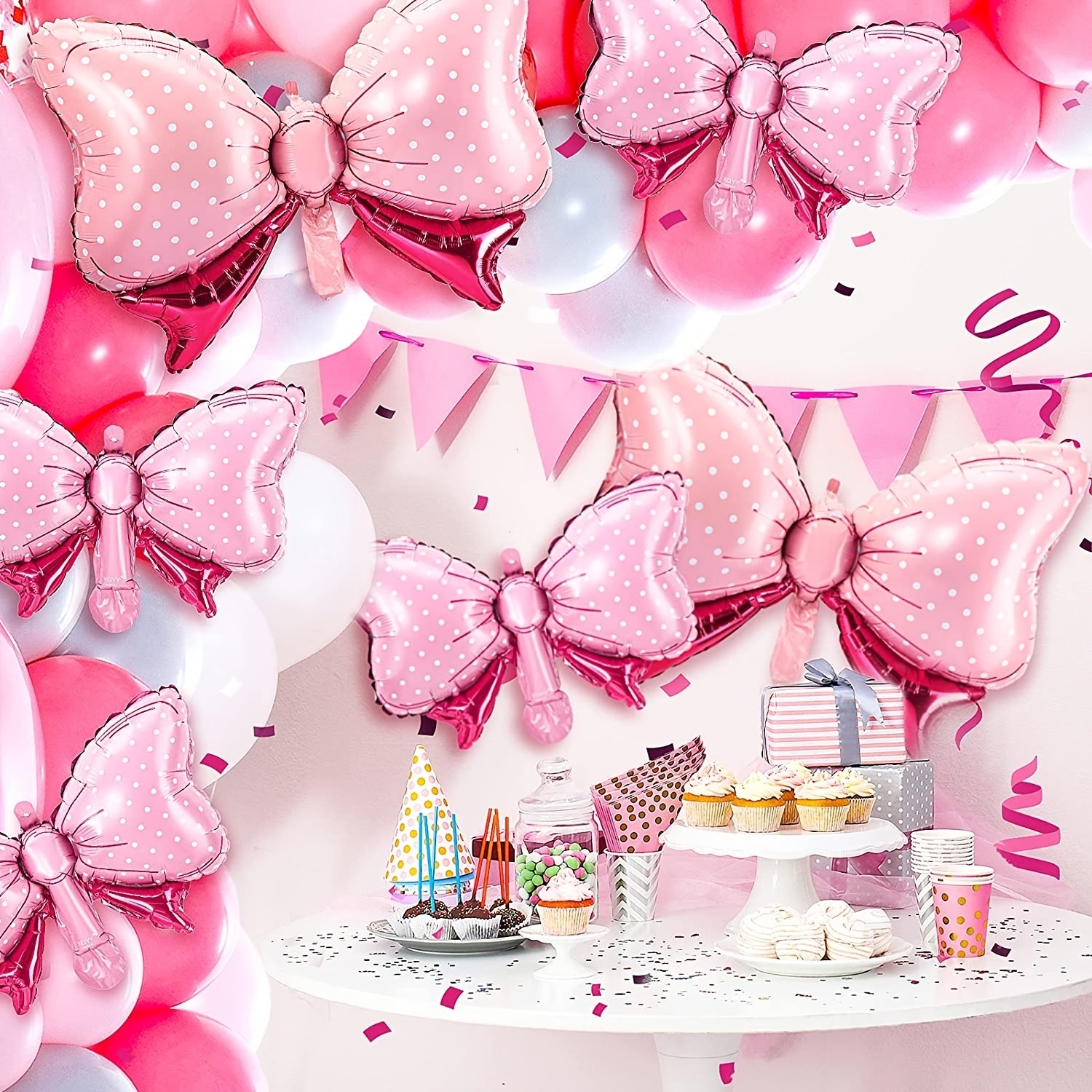 Pink Bow Balloon Girl Party Decoration Large Bow Aluminum Foil Balloon