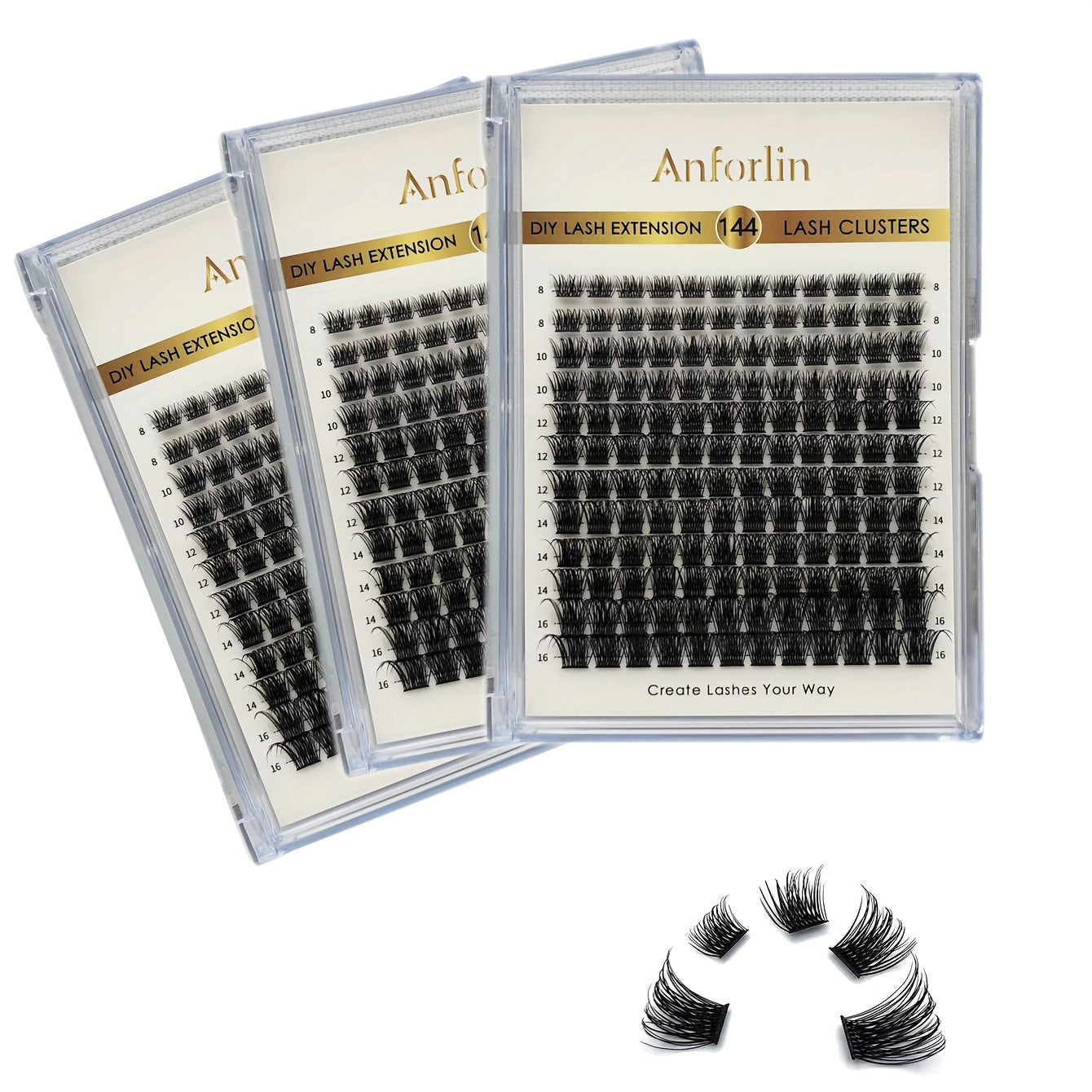 DIY Self Grafting Lashes Segmented Cluster False Eyelashes 144pcs