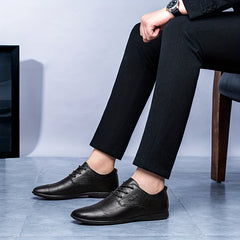 Men's Plaid Leather Derby Shoes British Style Wedding Business