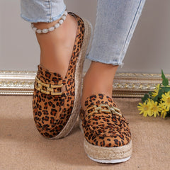 Women's Platform Espadrille Mules Round Closed Toe Slip On Shoes