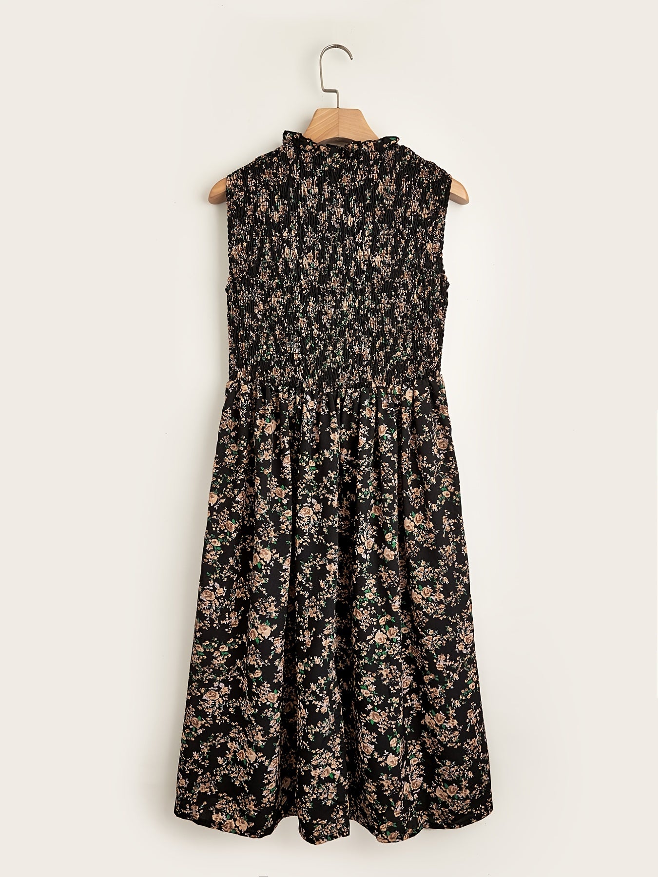 Floral Print Shirred Tank Dress for Women