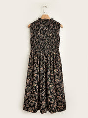 Floral Print Shirred Tank Dress for Women