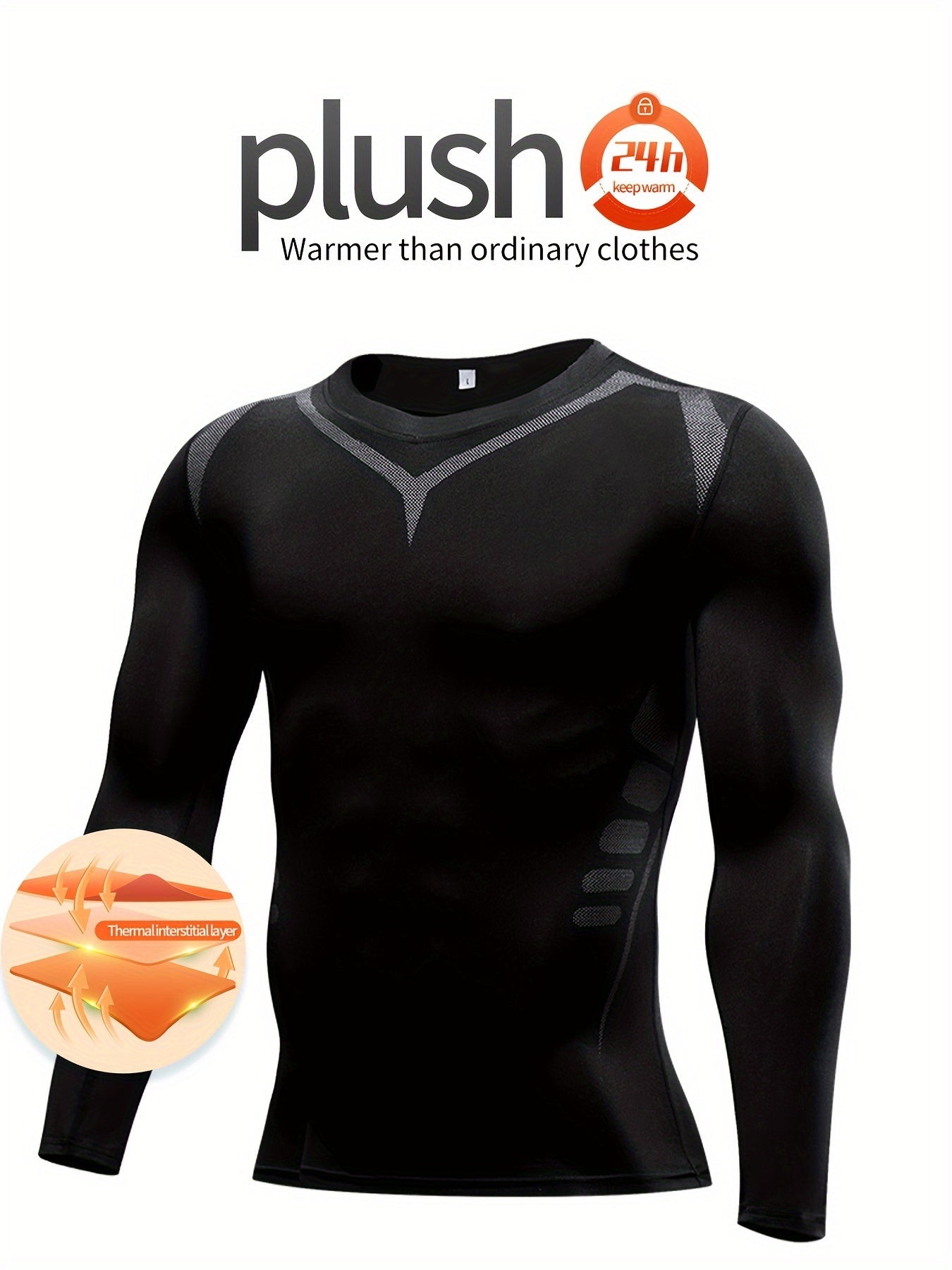 Men's Fleece Compression Shirt for Outdoor Fitness