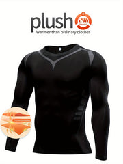 Men's Fleece Compression Shirt for Outdoor Fitness