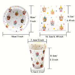 Cat Birthday Party Supplies Plates and Napkins Set