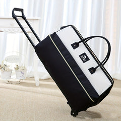 Large Capacity Colorblock Luggage Bag Lightweight Duffle Bag With Wheels