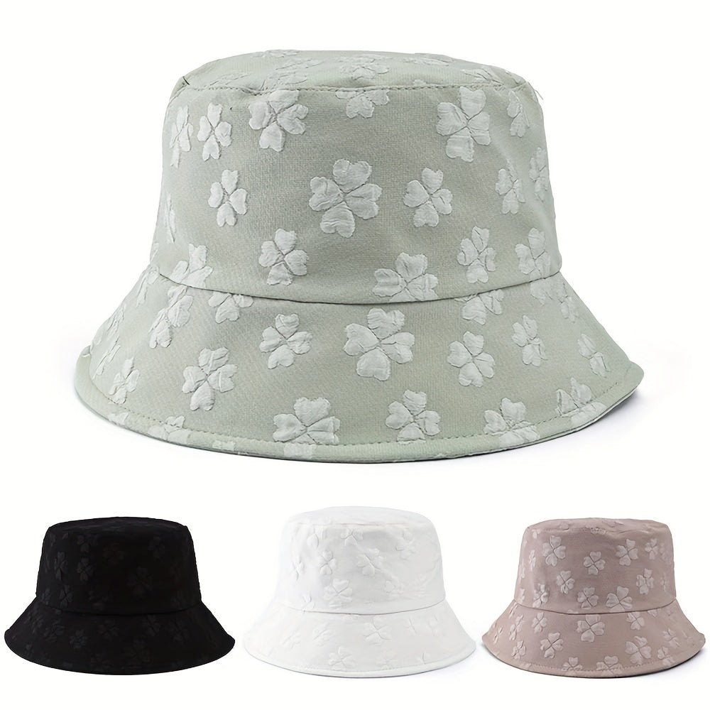 Flower Pattern Bucket Hat Solid Casual Sun Hat Travel Beach Hats For Women