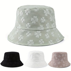 Flower Pattern Bucket Hat Solid Casual Sun Hat Travel Beach Hats For Women