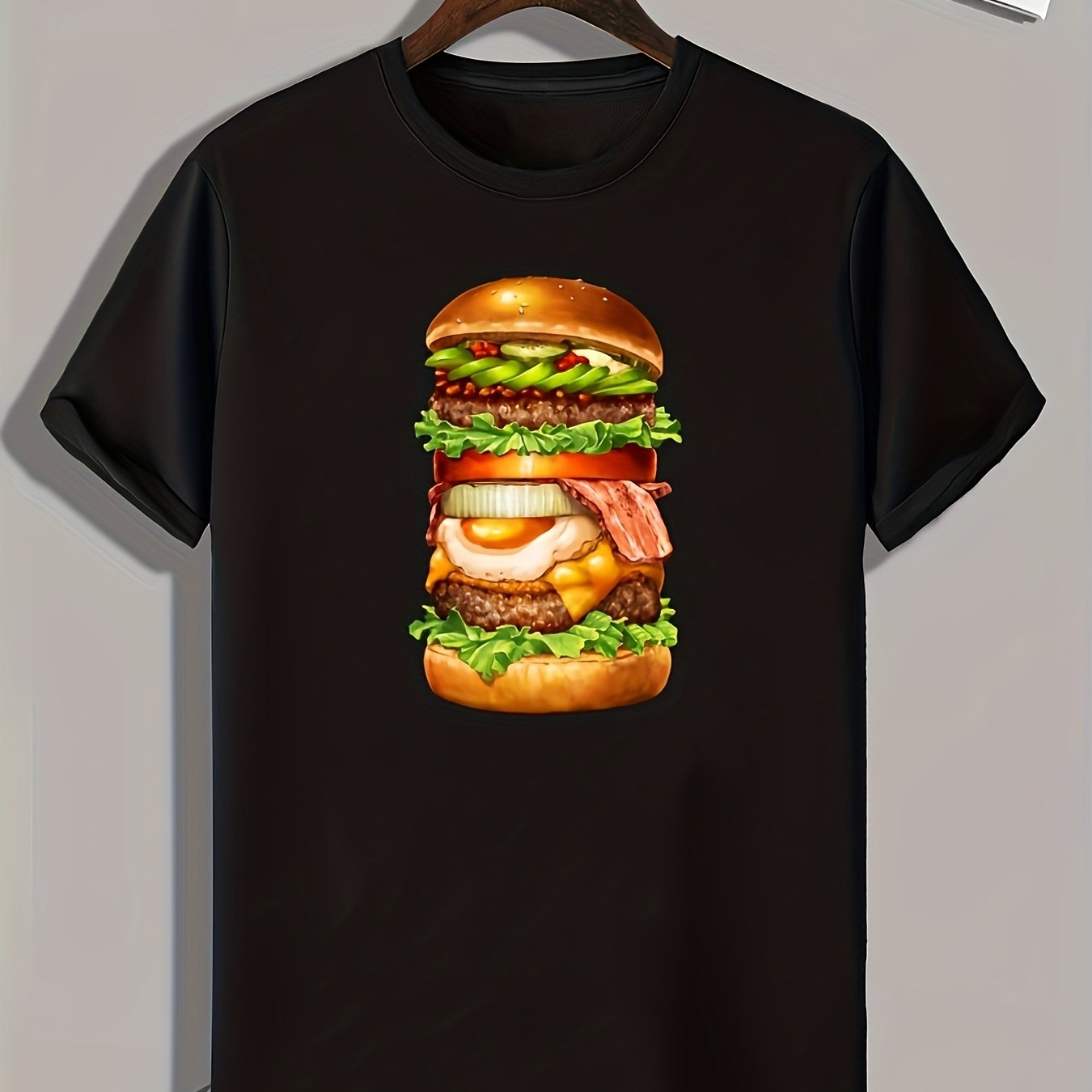 Hamburger Print Men's Graphic T shirt for Summer