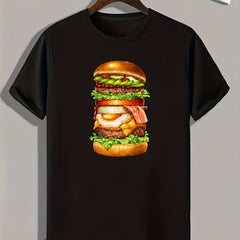 Hamburger Print Men's Graphic T shirt for Summer