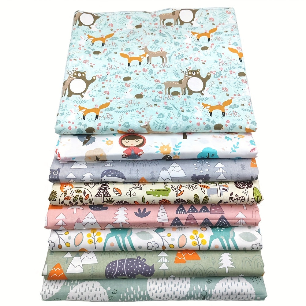 8pcs Jungle Animal Printed Cotton Patchwork DIY Sewing Material