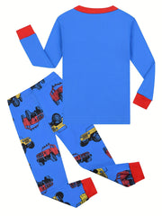Toddler Kid's Cartoon Truck Print Pajama Set