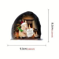 2pcs Funny Christmas Mouse Stickers - Home Decor Fun