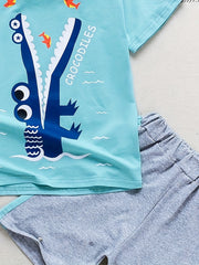 Boys Crocodile Eating Fish T-shirt & Shorts Set