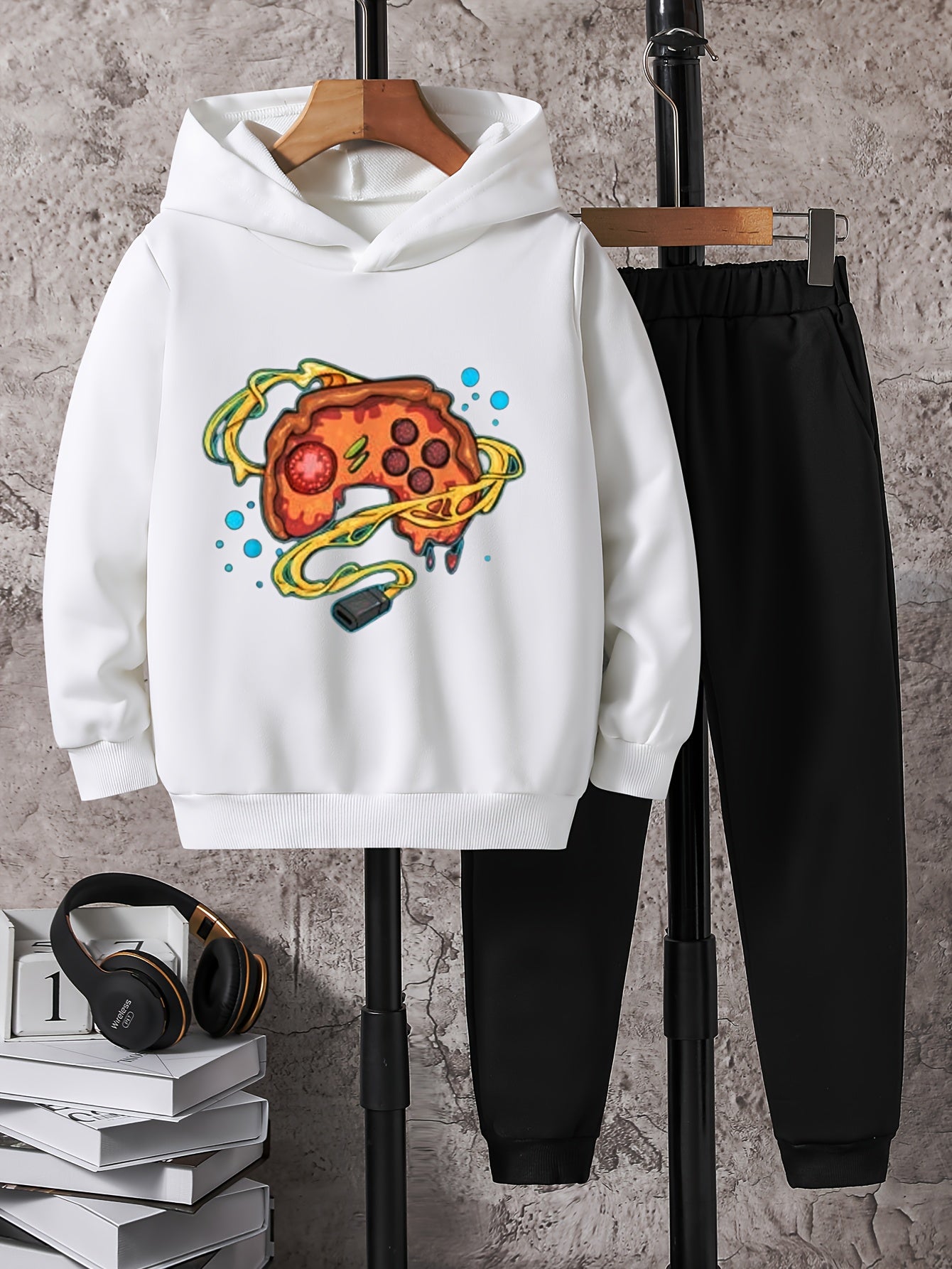 Boys Pizza Gamepad Hooded Sweatshirt & Sweatpants Set