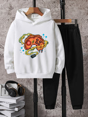 Boys Pizza Gamepad Hooded Sweatshirt & Sweatpants Set