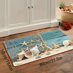 Soft Starfish Print Kitchen Rug Waterproof Non Slip Mat