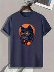 Cat Print Men's Graphic T shirt Casual Comfy Tees For Summer
