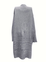 Retro Cardigan Open Front Long Sleeve High Stretch With Pockets