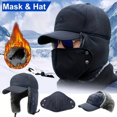 Coldproof Velvet Trapper Hat With Face Cover for Outdoor Activities