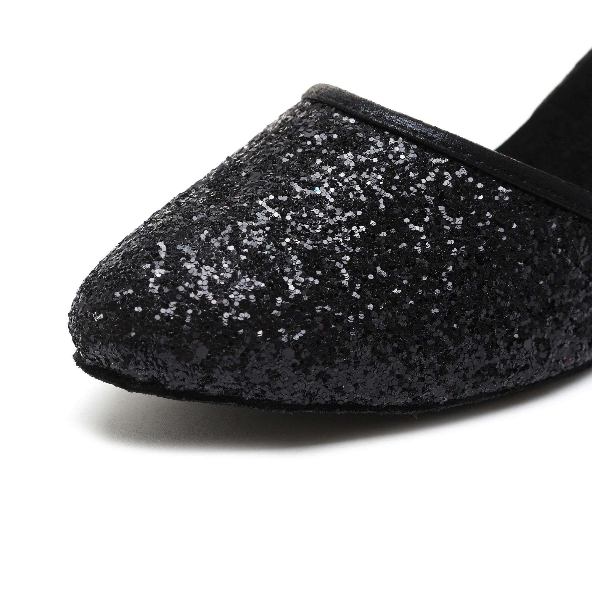 Sequined Latin Dance Shoes with Ankle Straps & Kitten Heels