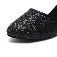 Sequined Latin Dance Shoes with Ankle Straps & Kitten Heels