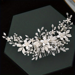 Faux Pearl Flower Bridal Hair Comb for Women Wedding