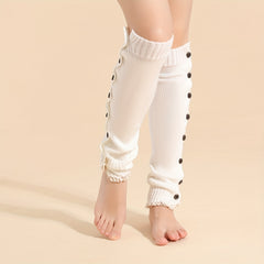 Lace Trim Leg Warmers with Button Decor