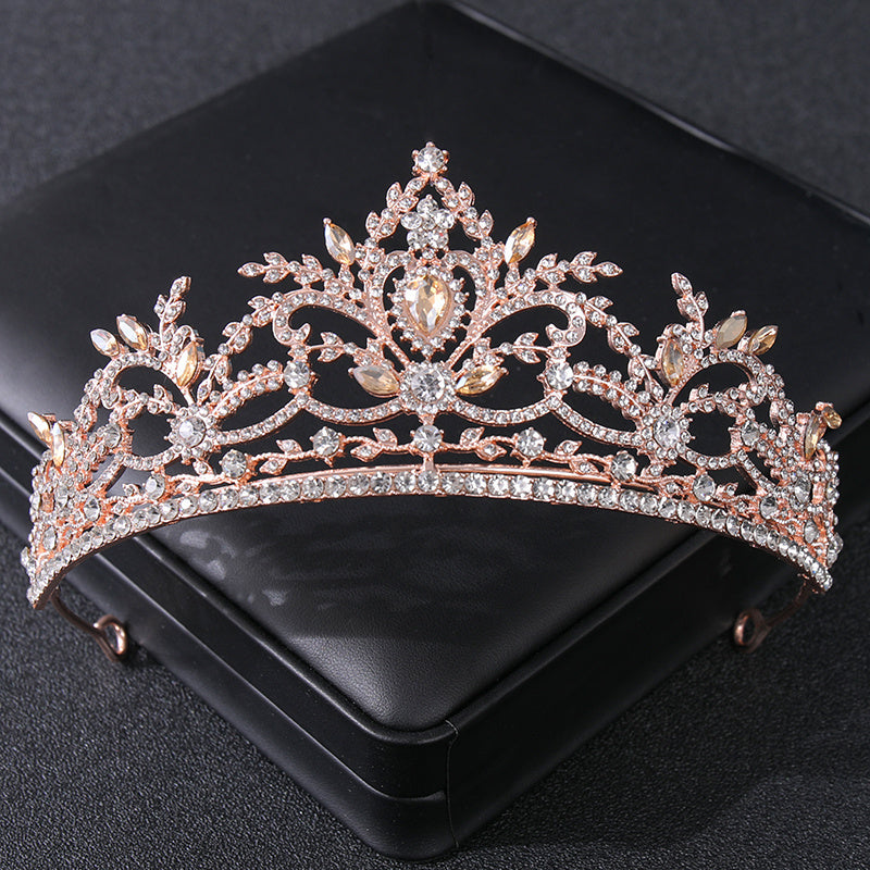 Golden Rhinestone Bridal Crown Tiara Headpiece