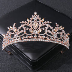 Golden Rhinestone Bridal Crown Tiara Headpiece
