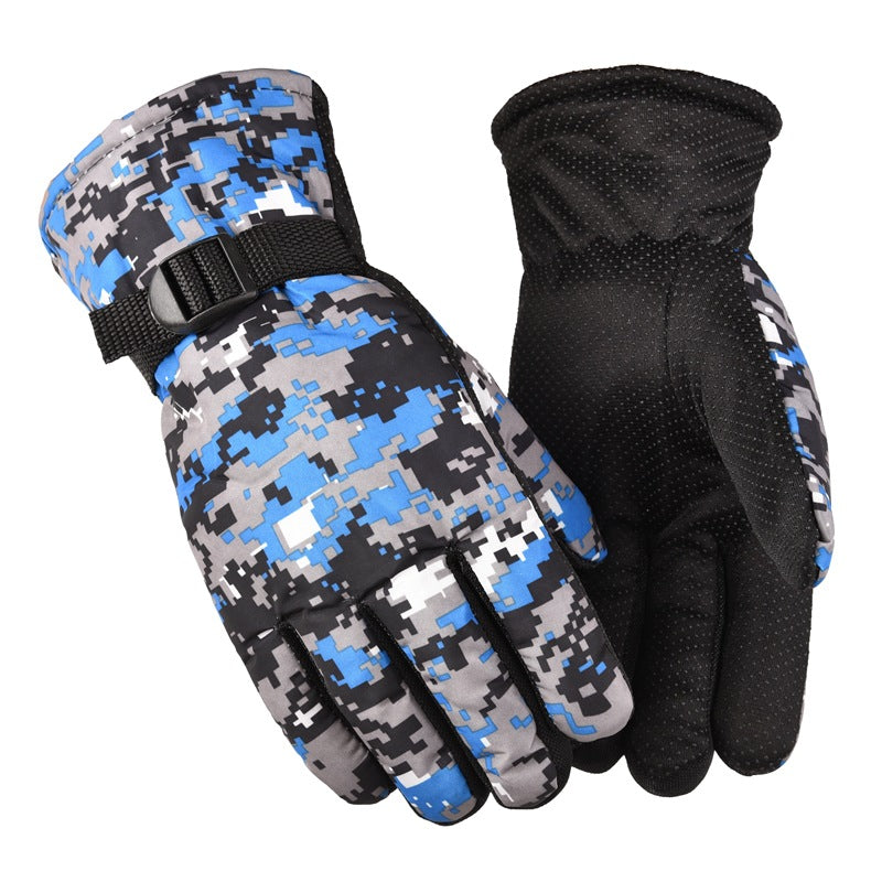 Camouflage Warm Gloves Fleece Thick Winter Gloves For Skiing Outdoors