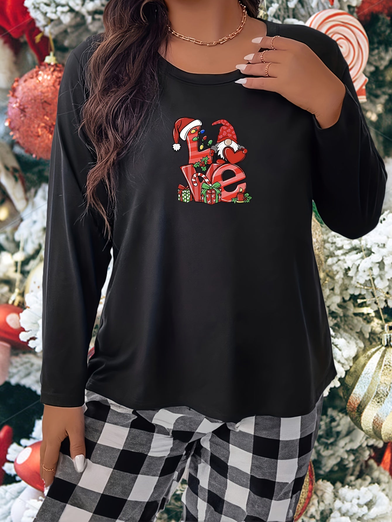 Gnome Letter Print Sleepwear Top